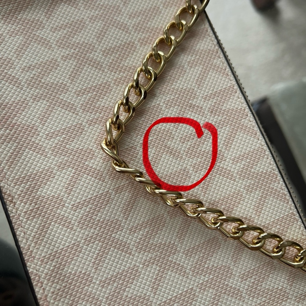 Michael Kors Monogram Nude Pink Leather Fanny Pack Belt with Gold Chain Zipper - Picture 8 of 9